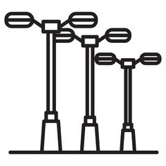 Street lighting icon thin vector sign symbol