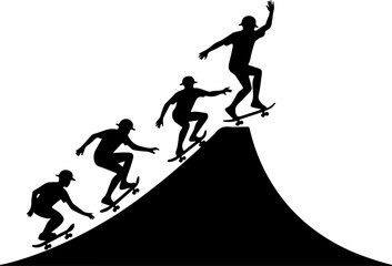 Skateboarders man Going  sport mountain vector bundle