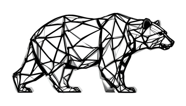 Geometric bear art presents a stylized illustration of a bear outline, showcasing modern design and animal representation with polygonal facets.