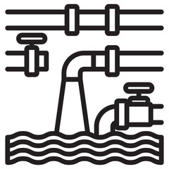 Water supply icon thin vector sign symbol