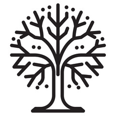 Winter tree icon thin vector sign symbol