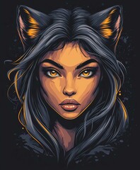 Glamorous Vector Illustration of a Woman with Stylish Hair and Makeup
