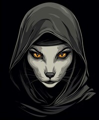 Elegant Brunette Woman in Hood with Glamorous Makeup and Striking Eyes Vector Illustration