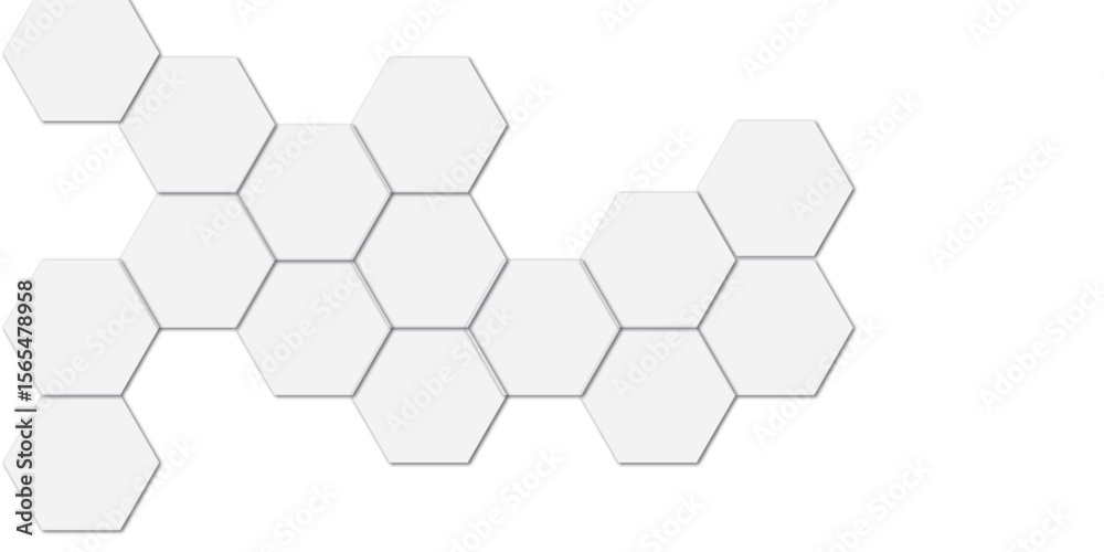 Poster abstract white and gray hexagon technology lines background. abstract white and grey color hexagonal