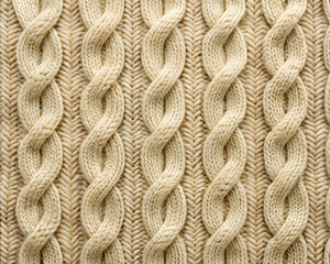 Close up beige cable knit fabric texture
