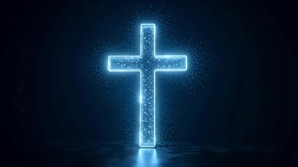 4K Glowing Cross Loop – Christian Worship & Religious Background