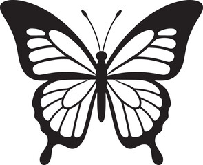 Elegant Black Butterfly Silhouette | Nature Symbol Icon Illustration Vector Format