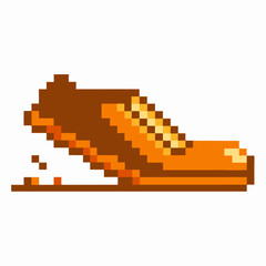 Fototapeta premium Retro pixel sneaker in vibrant orange 8 bit running shoe symbolizing vintage athletic footwear and digital nostalgia