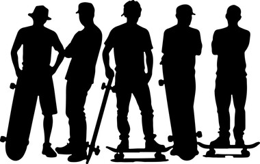 mountain skateboarder, man skateboarding, extreme sport, vector  bundle