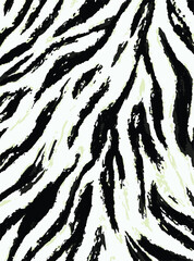 Seamless zebra skin pattern with isolated abstract hand drawn art wild leopard animal tiger skin background elements in black and white colors.Leopard , zebra and tiger mix furry skin seamless pattern © Sketch