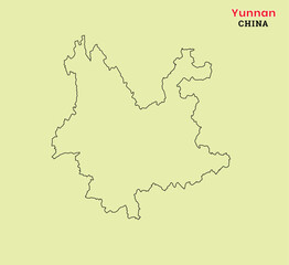 Map of Yunnan , Map of Yunnan outline, Map of China state Yunnan Vector Illustration, China, Yunnan .