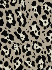 Leopard print. Vector seamless pattern. Animal jaguar skin background with black and brown spots on beige backdrop. Abstract exotic jungle texture. Repeat design for decor, fabric, textile, wallpapers