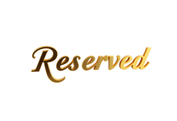 Luxury “Reserved” Sign PNG – Gold Foil Embossed Text on Elegant Black Marble Base, High-End Hotel Style Tabletop Display Isolated on White Background for Hospitality and Event Use