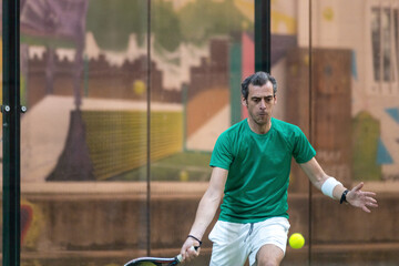 Padel athlete during intense rally great visual for online and print campaigns