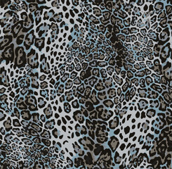 Leopard print. Vector seamless pattern. Animal jaguar skin background with black and brown spots on beige backdrop. Abstract exotic jungle texture. Repeat design for decor, fabric, textile, wallpapers