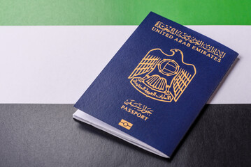 OAE passport for travelling, flying and doing business. Arabic document, id