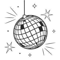 Disco ball with sparkling stars and dots party celebration