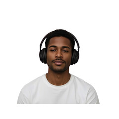 Young Man Listening to Music with Over-Ear Headphones