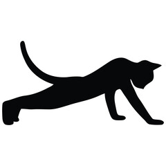 Yoga Poses with Cats in Silhouette