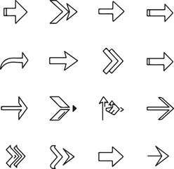 Arrow icons set for navigation and direction in web and graphic design