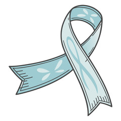 Light blue ribbon with floral pattern awareness ribbon symbol