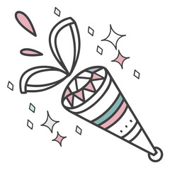 Party Popper Explosion With Confetti And Stars celebration