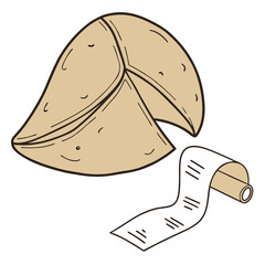 Fortune cookie with paper strip food dessert