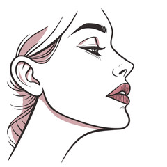 Elegant Woman Face Profile Line Art vector