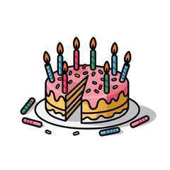 vector Birthdays, New Year celebrations, and the number 2025 Birthday Cake Icon
