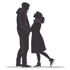 Couple embracing looking at each other romantic love