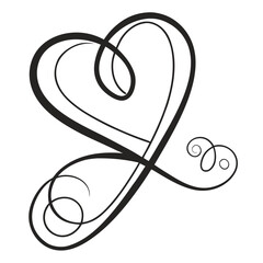 Elegant black heart with swirls love romantic