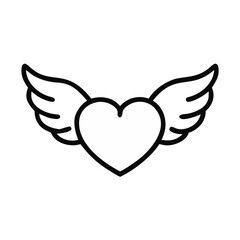 White heart with black wings love symbol