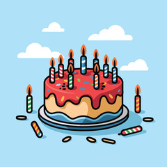 vector Birthdays, New Year celebrations, and the number 2025 Birthday Cake Icon
