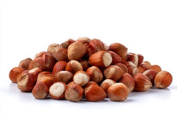 Fototapeta premium Crunchy Whole Hazelnuts Nutritious Snack Isolated on White