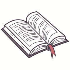 Open book with red bookmark reading literature