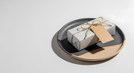 Gift Box Minimalist Style on Plate Mockup