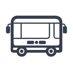Dark blue bus outline on white background transportation vehicle