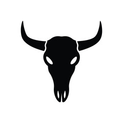 Vector hand drawing of the head of a bull skull silhouette illustration