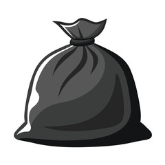 Naklejka premium Black garbage bag with tied top trash bag black bag