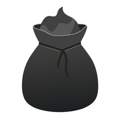 Black drawstring bag with contents fabric