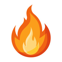 Fiery flames in warm orange and yellow hues fire heat