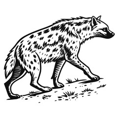 Spotted hyena walking on grassy ground animal wildlife
