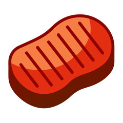 Grilled steak with red and orange hues meat food