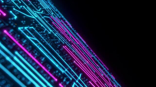 Futuristic Neon Circuit Board Digital Technology Background