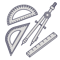 Drawing tools protractor compass ruler set drafting