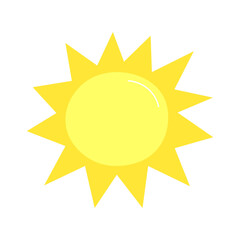 Simple Cartoon Style Bright Yellow Sun Symbol Illustration