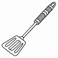 Slotted spatula kitchen utensil with gray handle cooking food preparation