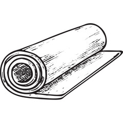 Hand-Drawn Rolled Mat Icon for Yoga, Meditation, and Wellness Art Design