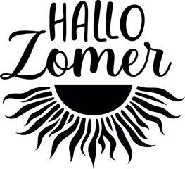 Hallo Zomer. Summer vector lettering. Dutch text: Hello Summer.