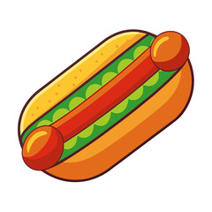 Delicious hot dog with ketchup and relish sausage